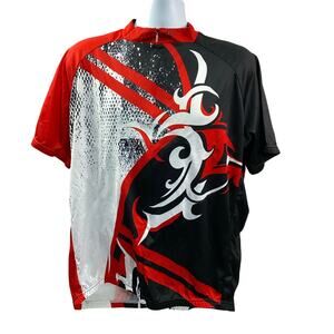 Primal Cycling Jersey – Men’s XXXL – Red/Black/White Abstract Pattern